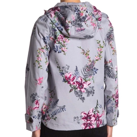Joules Rightas Rain Gray Floral Rain Jacket NWOT Women’s US8 UK12 - Picture 7 of 11